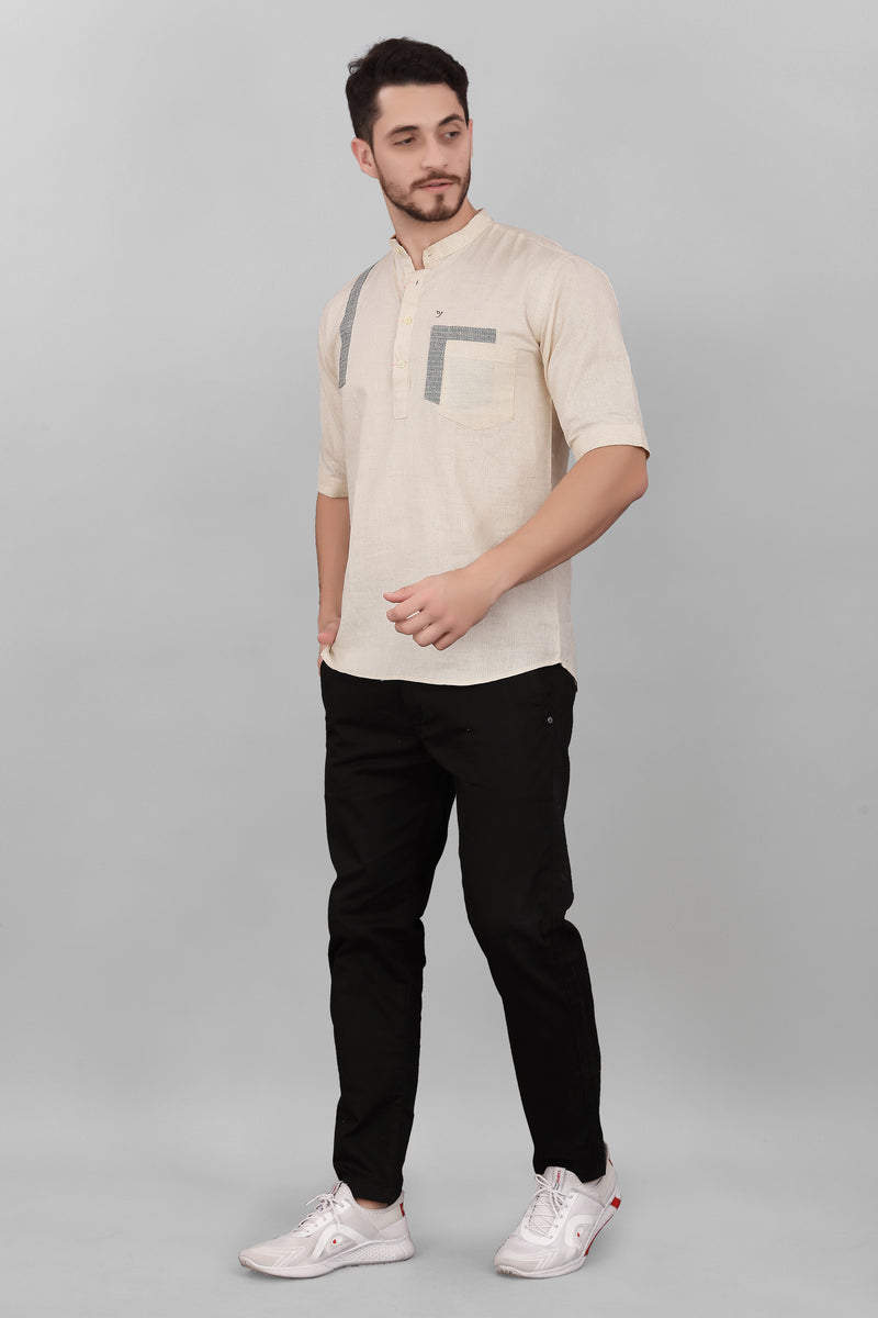 Stylish Cotton Double Pocket Short Kurta for Man