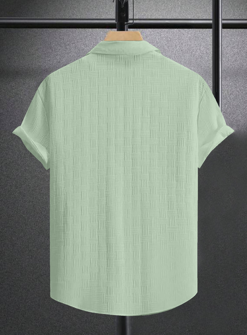 CLASSY LIGHT GREEN TEXTURED REGULAR SHIRT FOR MEN