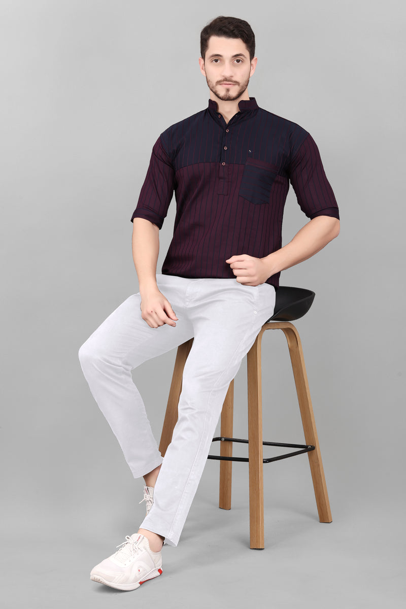 Ethix Merch Wine Kurta Style For Men