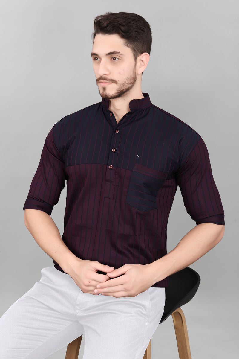 Ethix Merch Wine Kurta Style For Men