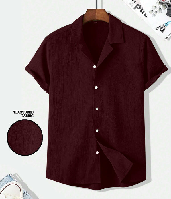 ERA DARK MAROON HALF SLEEVE SHIRT FOR MEN