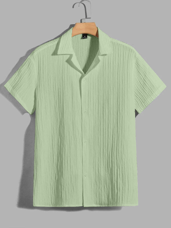 TEXTURED SAGE GREEN SHIRT FOR MEN