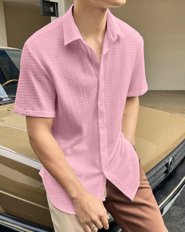 UNIQUE PINK HALF SLEEVE SHIRT FOR MEN