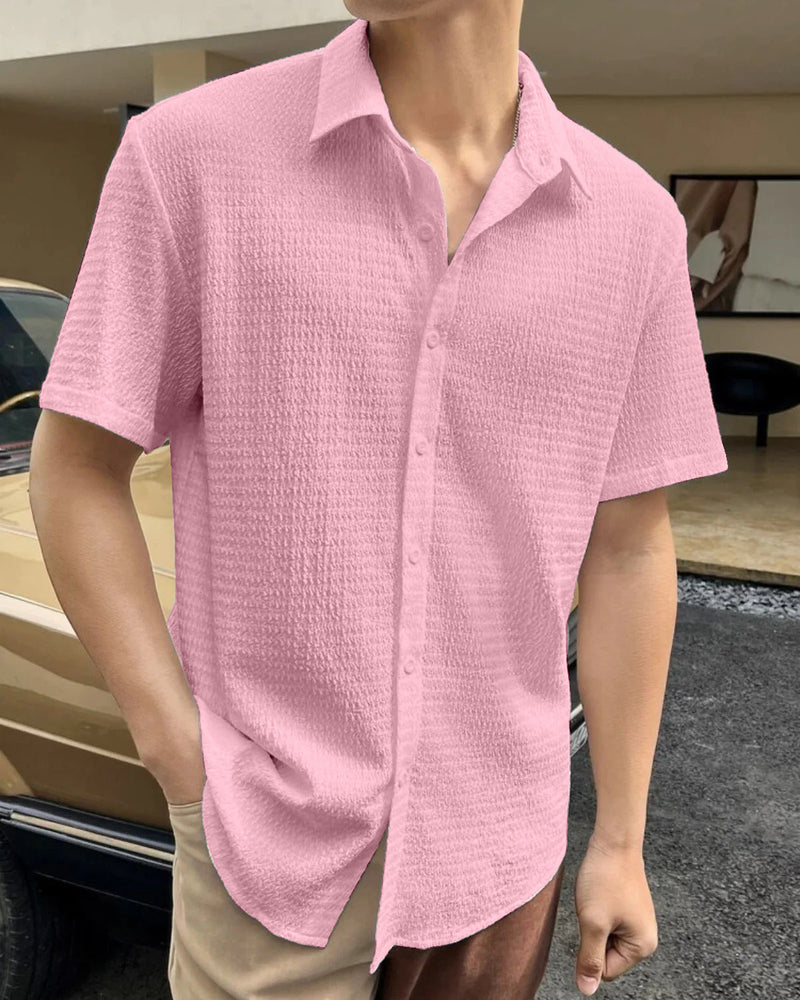 UNIQUE PINK HALF SLEEVE SHIRT FOR MEN