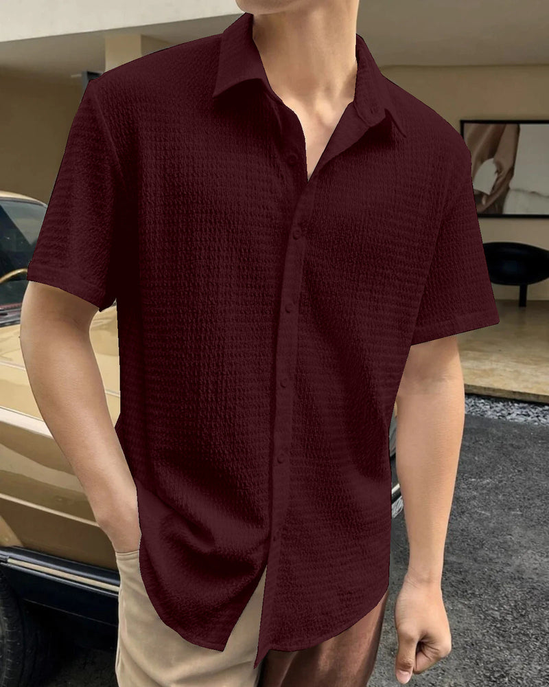 UNIQUE BURNT MAROON HALF SLEEVE SHIRT FOR MEN