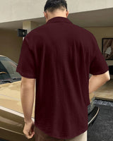 UNIQUE BURNT MAROON HALF SLEEVE SHIRT FOR MEN