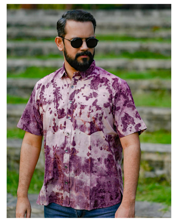 TIE& DYE PLUM PURPLE PRINTED SHIRT FOR MEN