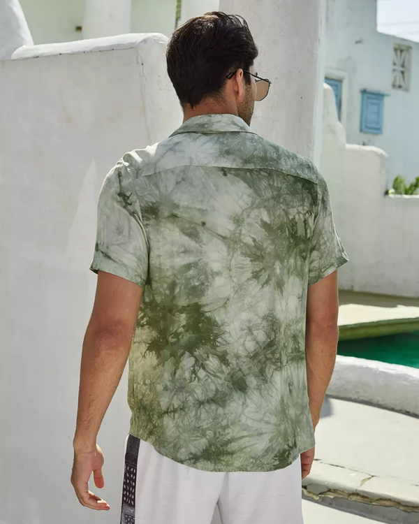 TIE& DYE FOREST GREEN PRINTED SHIRT FOR MEN