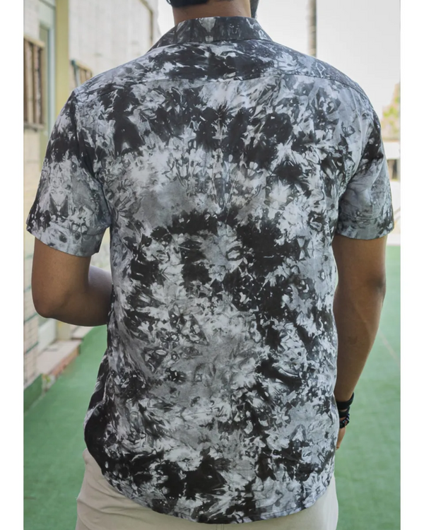 TIE& DYE BLACK AND GRAY PRINTED SHIRT FOR MEN