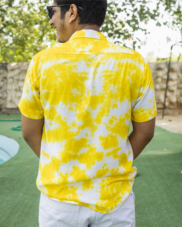 TIE& DYE MUSTARD YELLOW PRINTED SHIRT FOR MEN