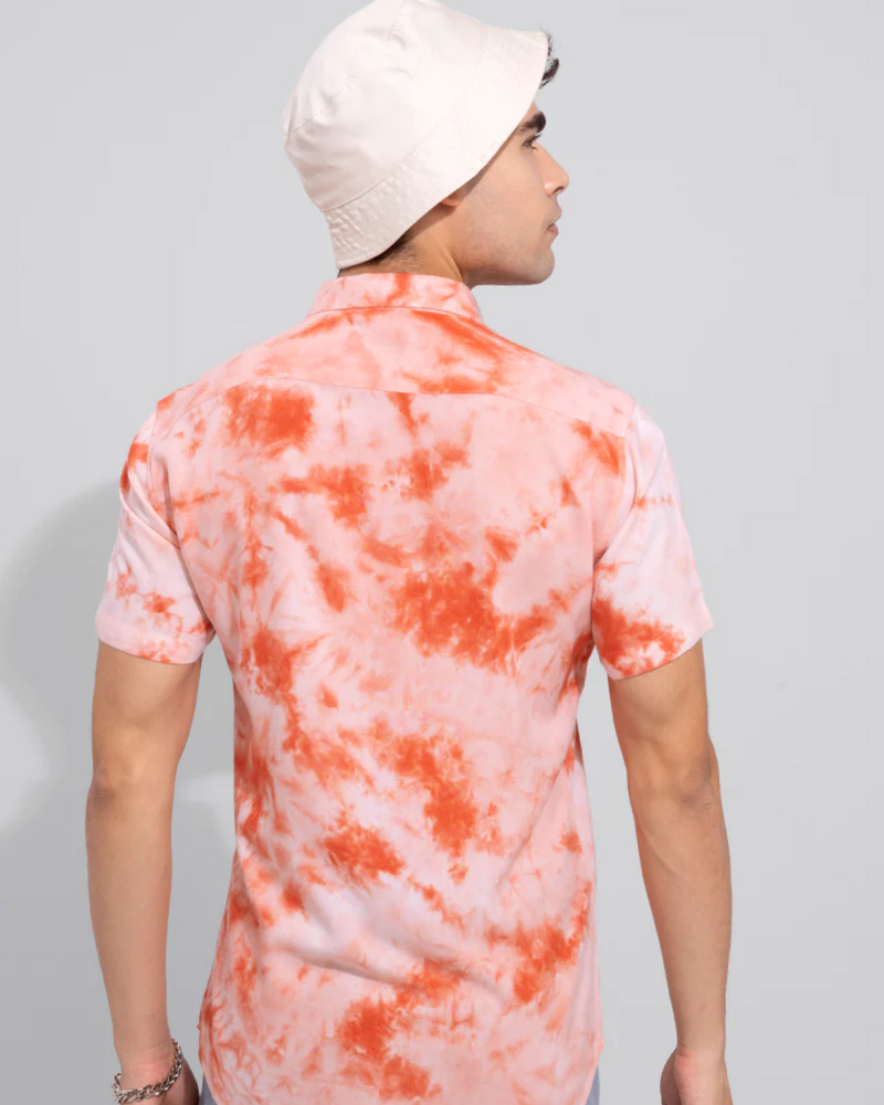 TIE& DYE ORANGE PRINTED SHIRT FOR MEN