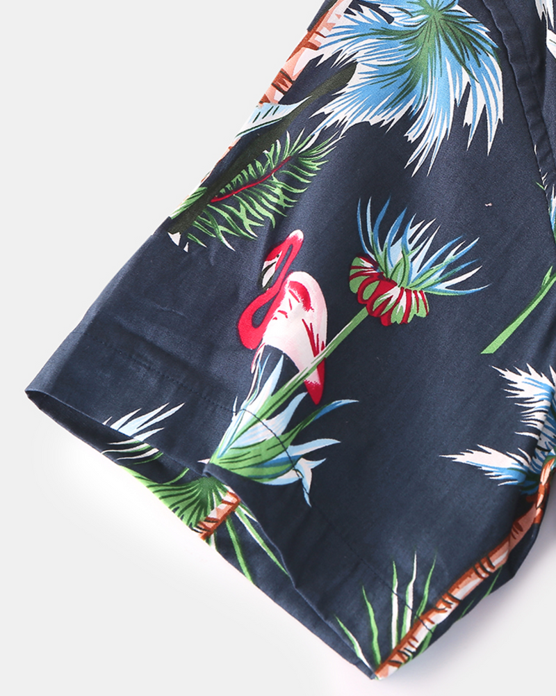 BLACK TROPICAL PRINTED SHIRT FOR MEN