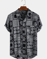 BLACK SQUARE PRINTED SHIRT FOR MEN