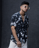 TIE& DYE SABLE BLACK PRINTED SHIRT FOR MEN