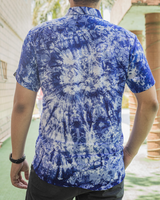 TIE& DYE COBALT BLUE AND WHITE PRINTED SHIRT FOR MEN