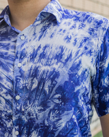 TIE& DYE COBALT BLUE AND WHITE PRINTED SHIRT FOR MEN