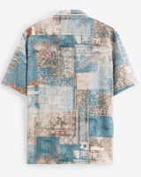 BLUE VINTAGE PATTERN HALF SLEEVE SHIRT FOR MEN