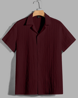 TEXTURED DARK MAROON SHIRT FOR MEN