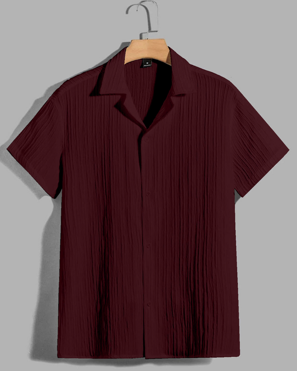 TEXTURED DARK MAROON SHIRT FOR MEN