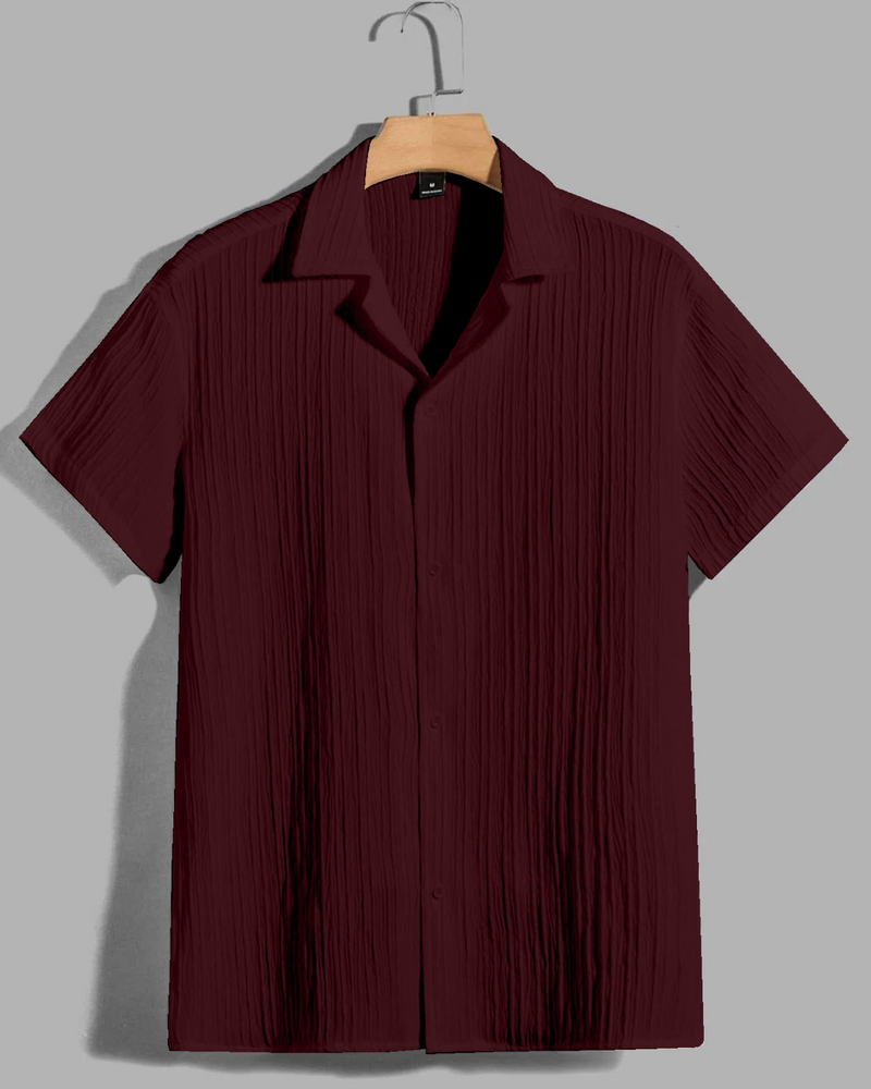 TEXTURED DARK MAROON SHIRT FOR MEN