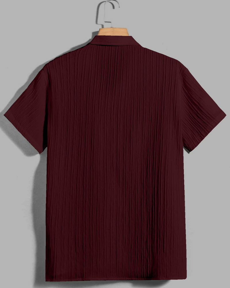 TEXTURED DARK MAROON SHIRT FOR MEN