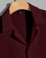 TEXTURED DARK MAROON SHIRT FOR MEN