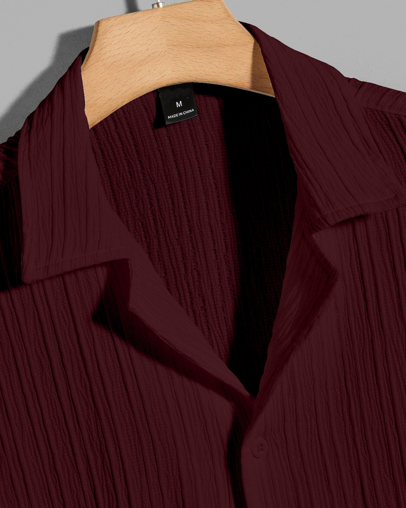 TEXTURED DARK MAROON SHIRT FOR MEN