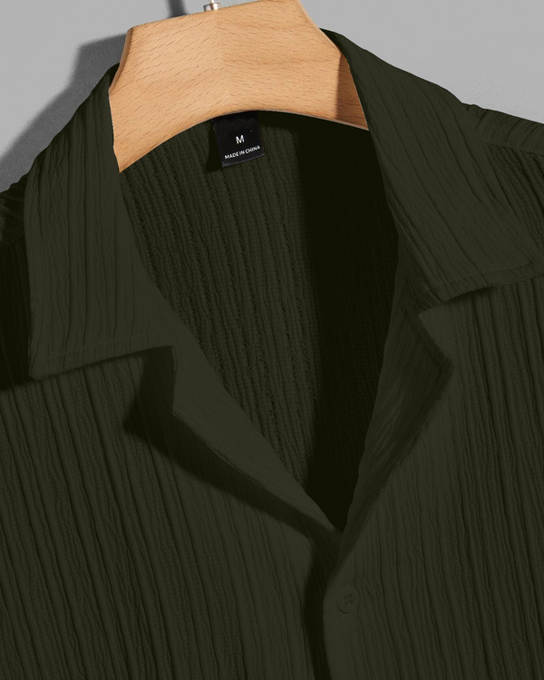 TEXTURED DARK GREEN SHIRT FOR MEN