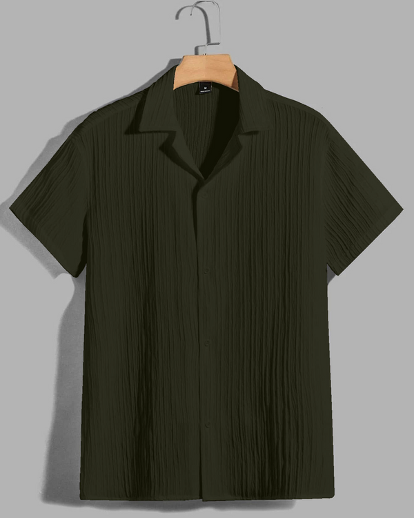 TEXTURED DARK GREEN SHIRT FOR MEN