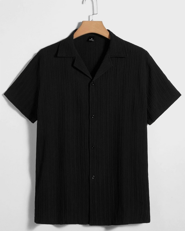 TEXTURED BLACK SHIRT FOR MEN