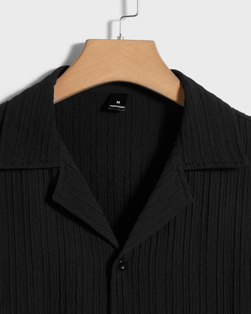 TEXTURED BLACK SHIRT FOR MEN