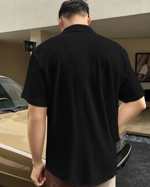 UNIQUE BLACK HALF SLEEVE SHIRT FOR MEN