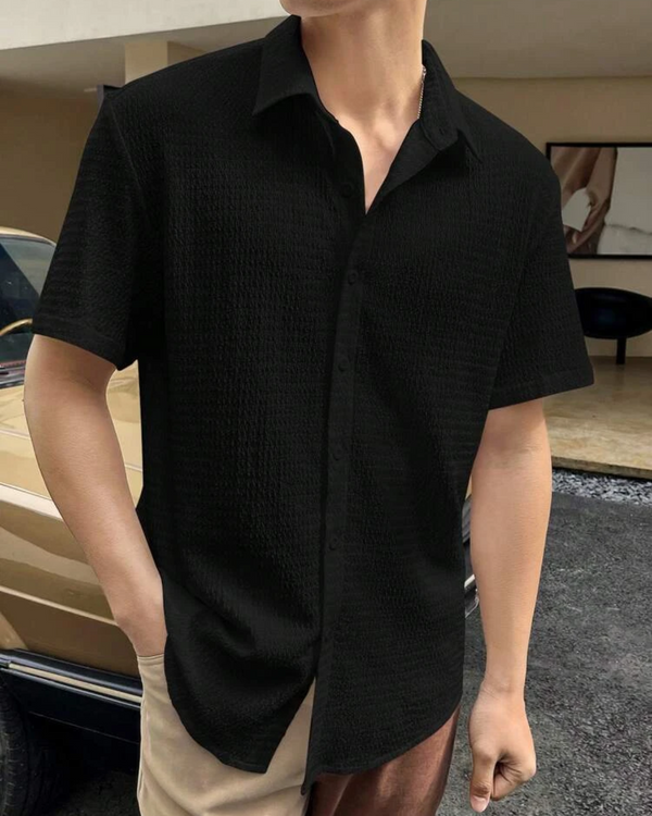 UNIQUE BLACK HALF SLEEVE SHIRT FOR MEN