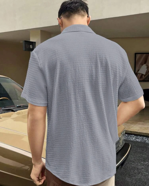 UNIQUE SLIM COIN GRAY HALF SLEEVE SHIRT FOR MEN