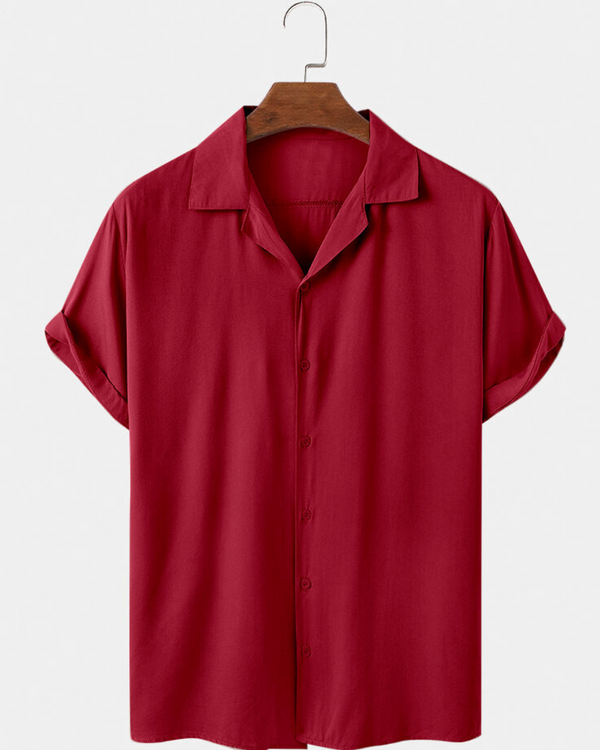 CANARY CRIMSON RED  HALF SLEEVE SHIRT FOR MEN