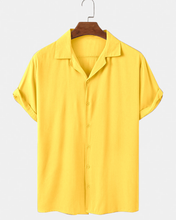 CANARY YELLOW HALF SLEEVE SHIRT FOR MEN